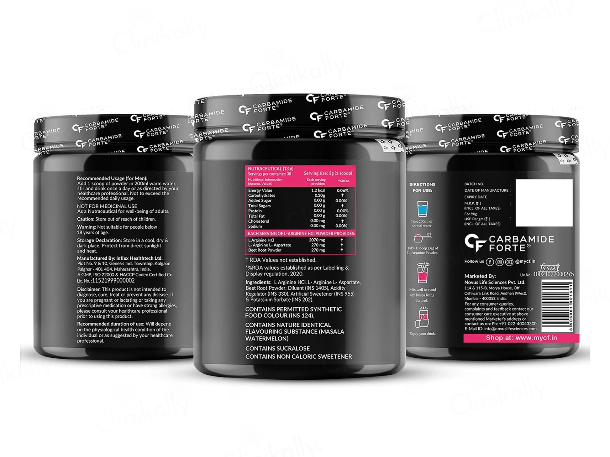 Carbamide Forte L Arginine 3000mg Powder - Masala Watermelon Flavour