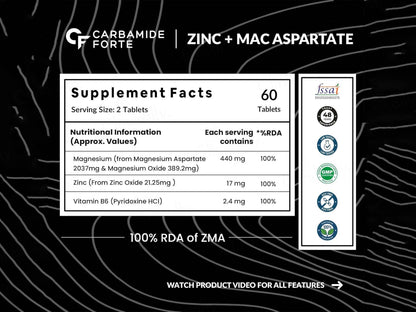 Carbamide Forte ZMA - Zinc, Magnesium Aspartate and  Vitamin B6 Tablet