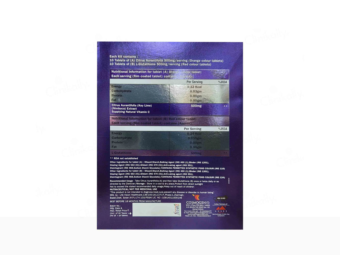 Cebrite Citrus Aurantifolia and  Glutathione Tablet