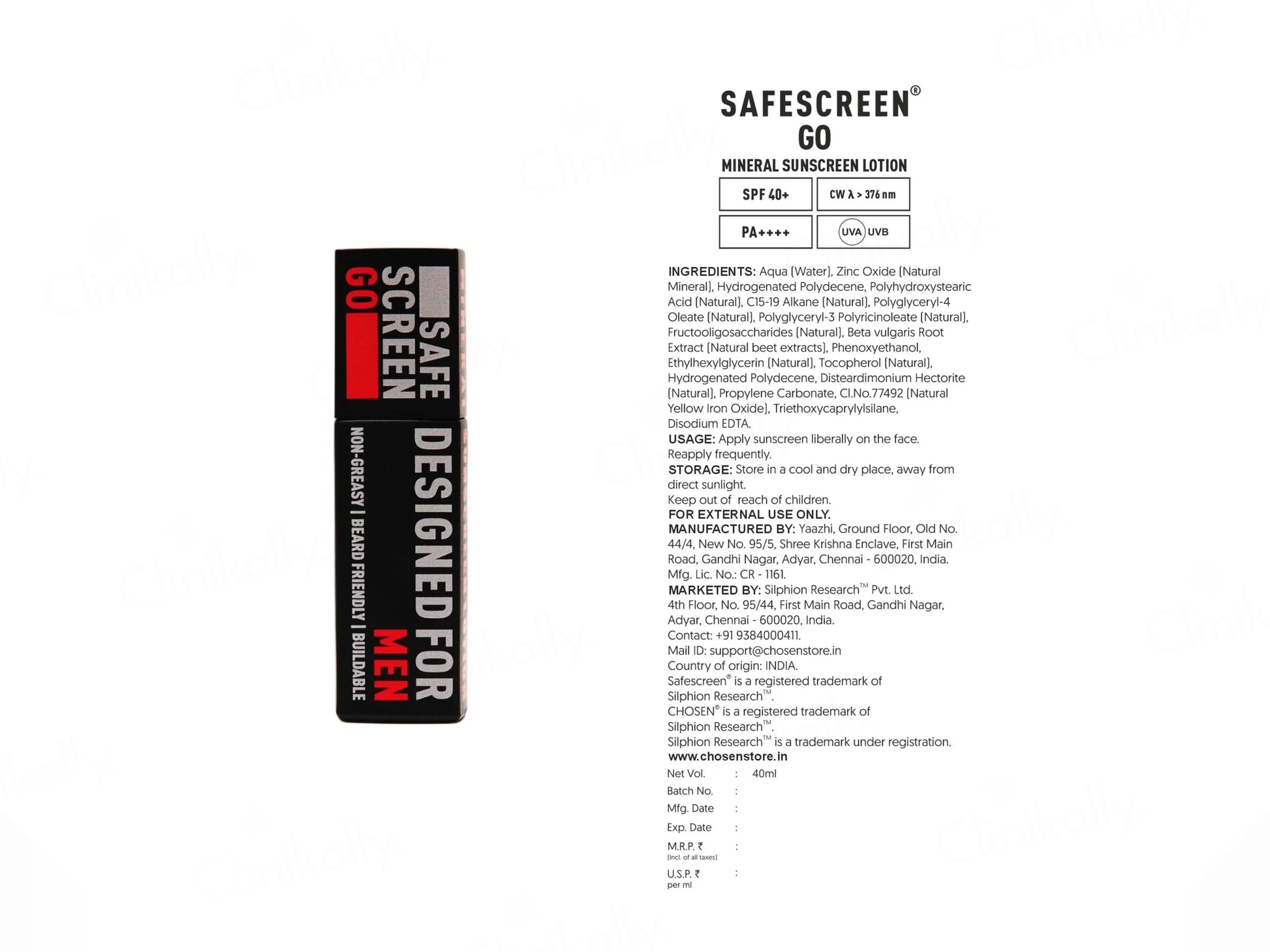 Chosen Safescreen Go Mineral Sunscreen Lotion SPF 40 PA