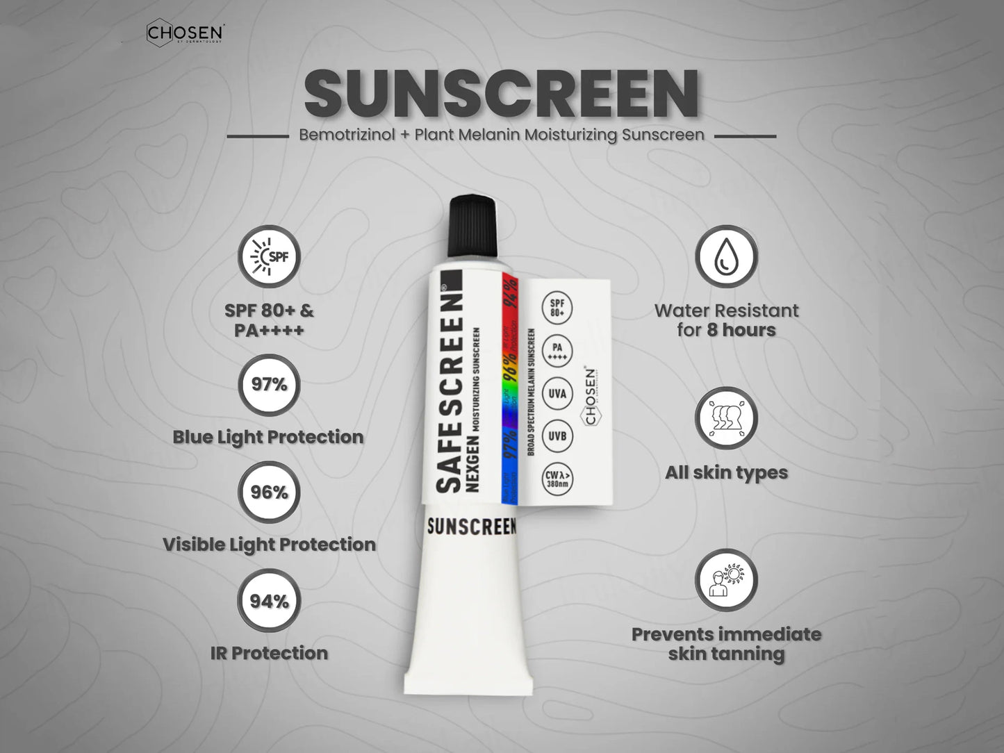 Chosen Safescreen Nexgen Moisturizing Melanin Sunscreen SPF 80 PA