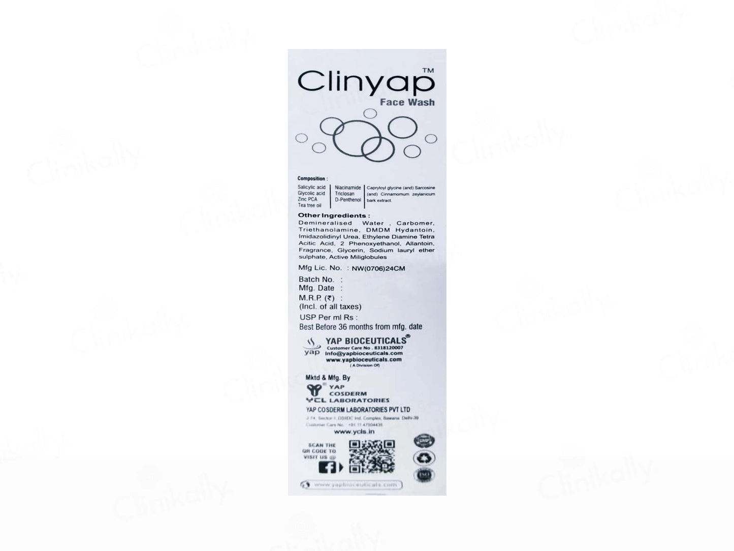 Clinyap Deep Cleansing Face Wash For Oily and  Acne Prone Skin