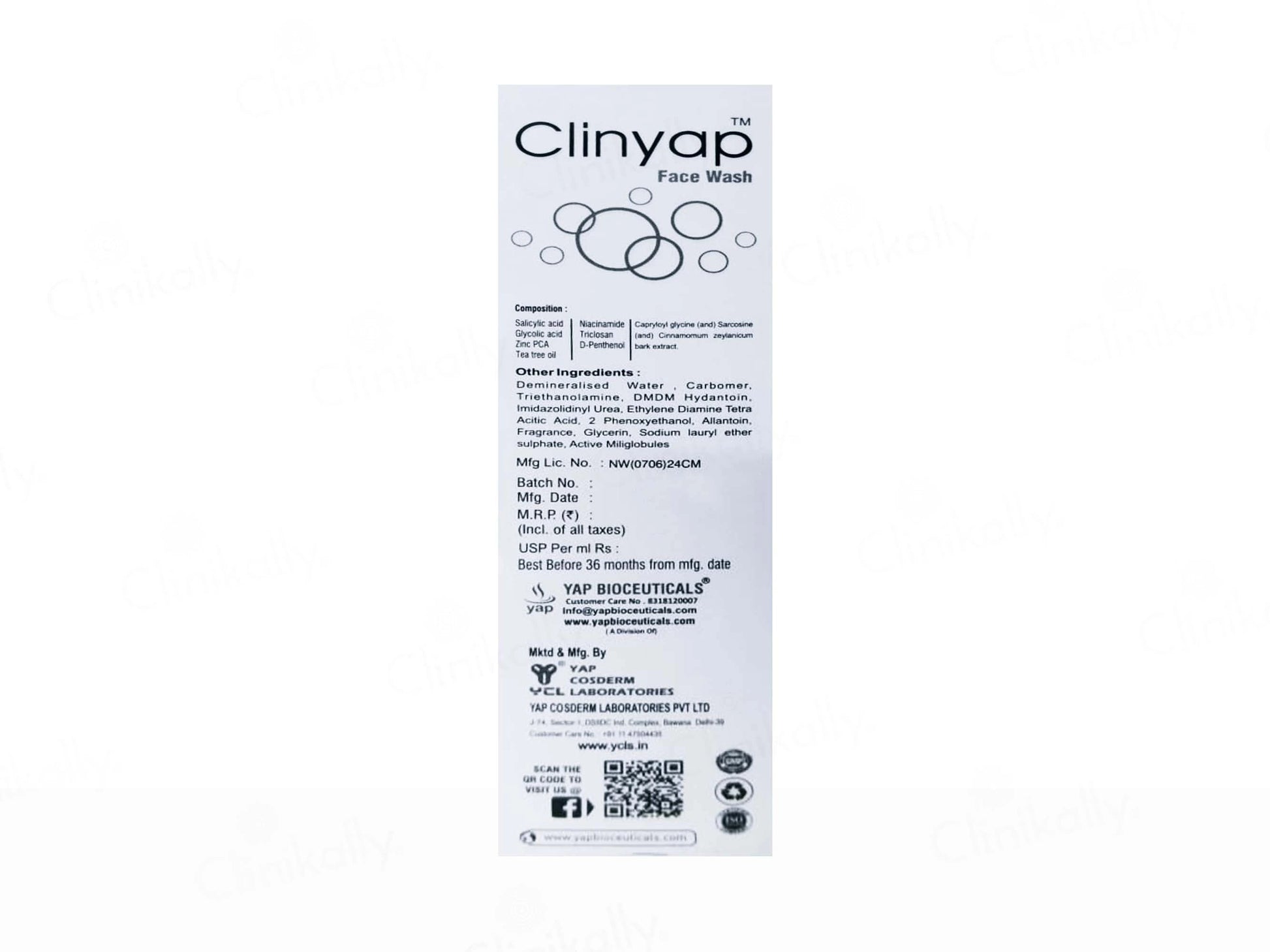 Clinyap Deep Cleansing Face Wash For Oily and  Acne Prone Skin