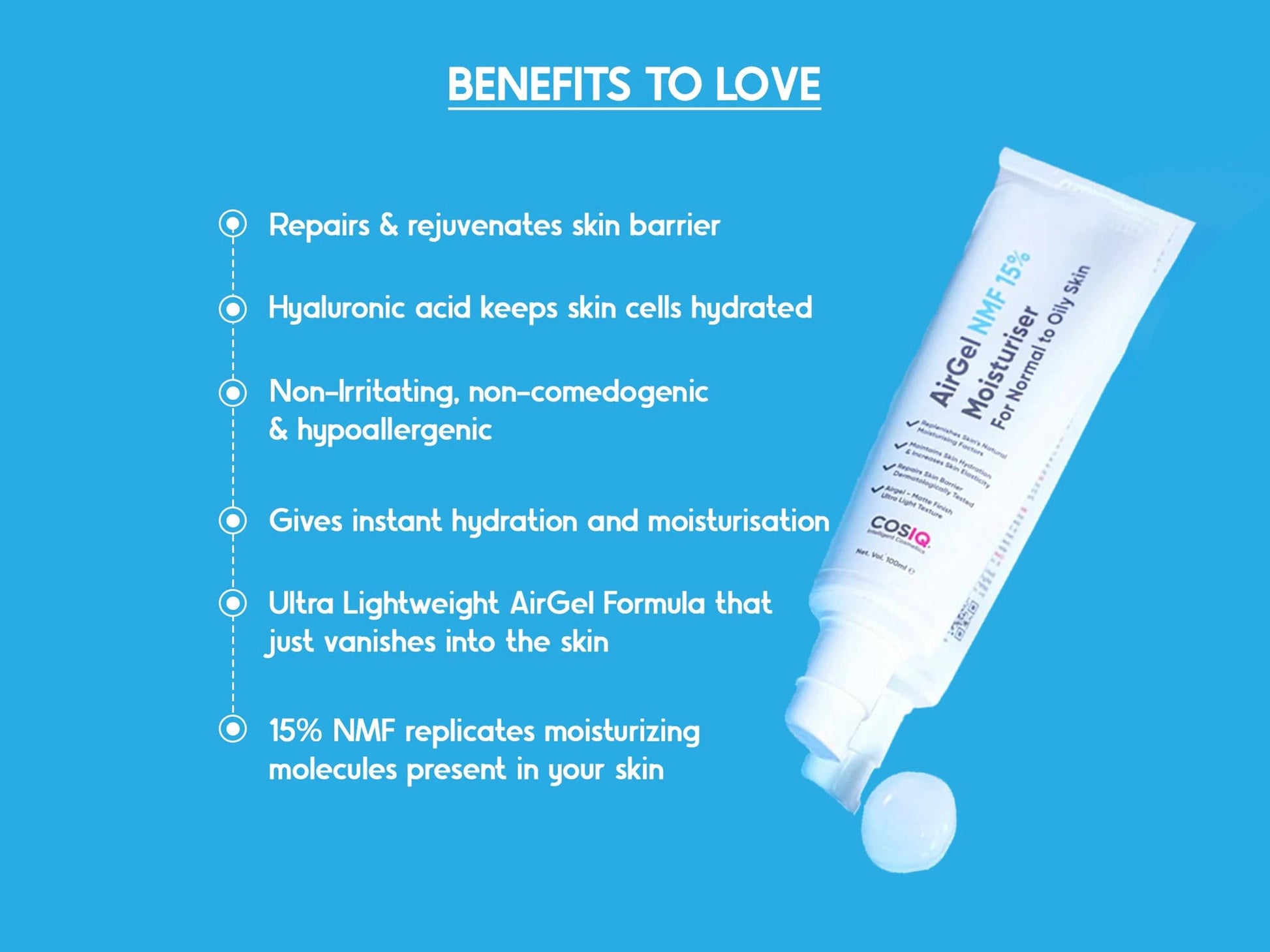 CosiQ AirGel NMF 15 Percent Moisturiser Gel For Normal to Oily Skin