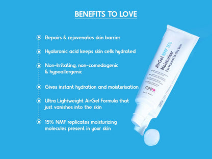 CosiQ AirGel NMF 15 Percent Moisturiser Gel For Normal to Oily Skin