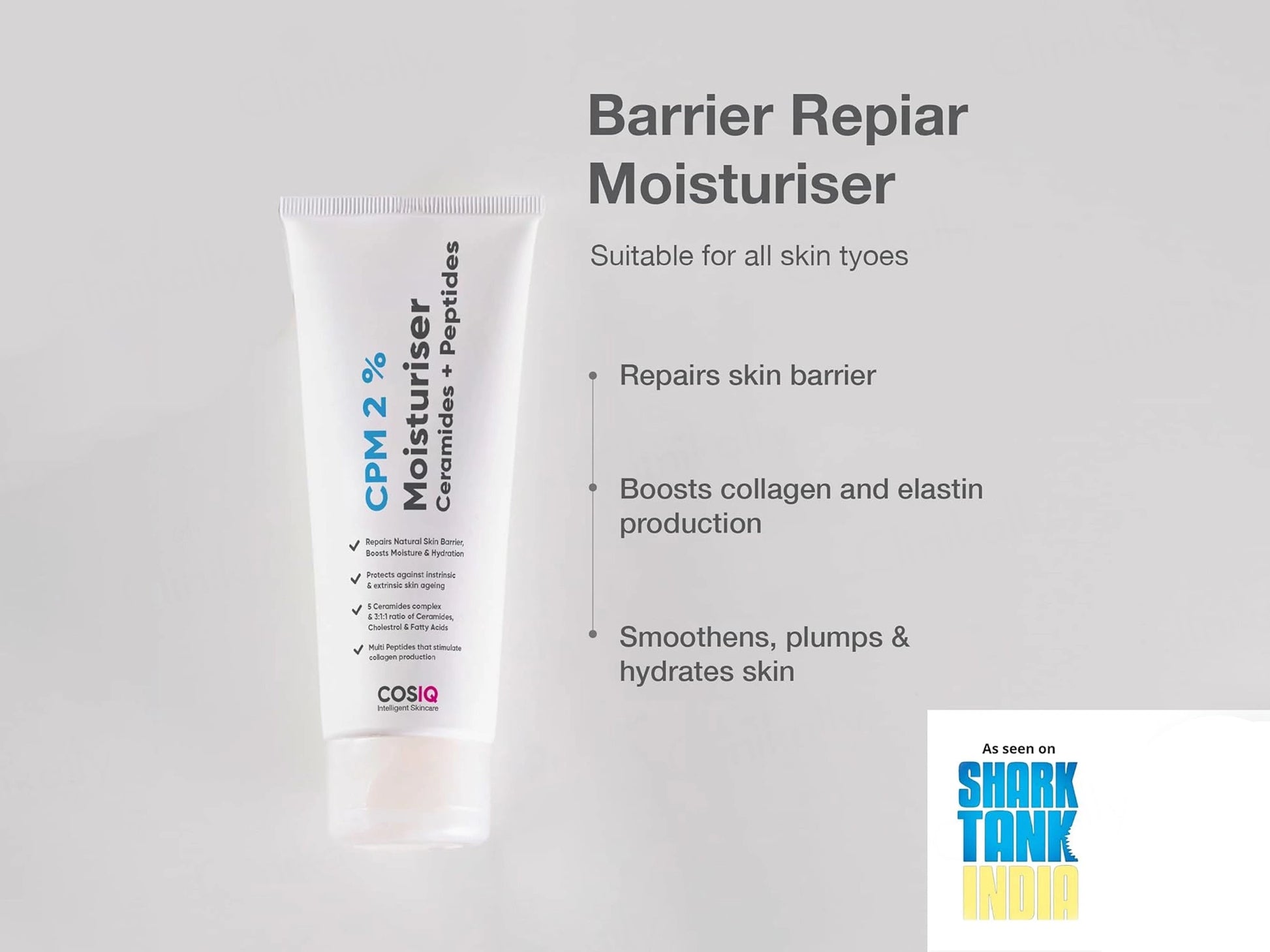 CosiQ CPM 2 Percent Ceramides  Peptides Lightweight Moisturiser Gel