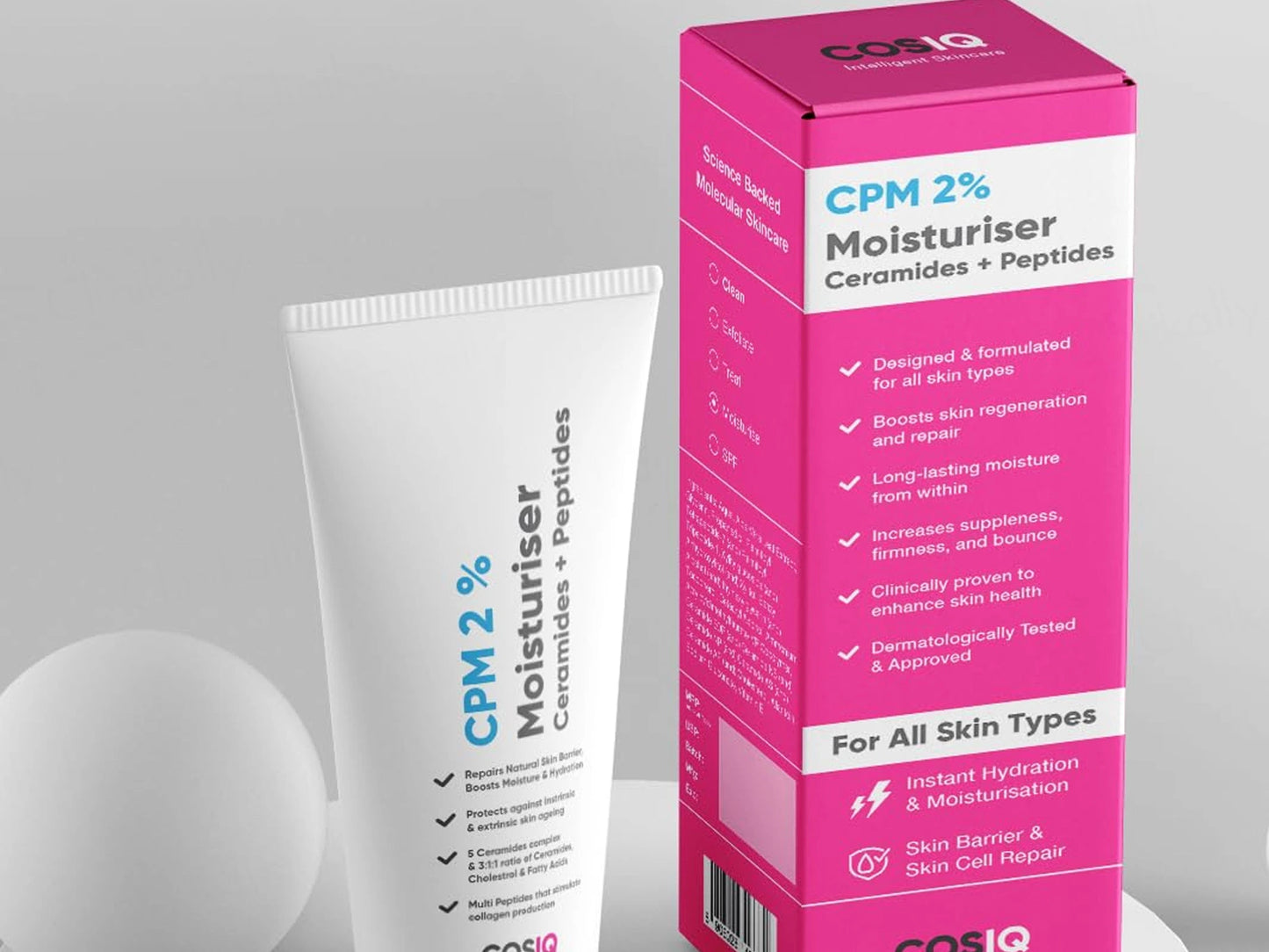 CosiQ CPM 2 Percent Ceramides  Peptides Lightweight Moisturiser Gel