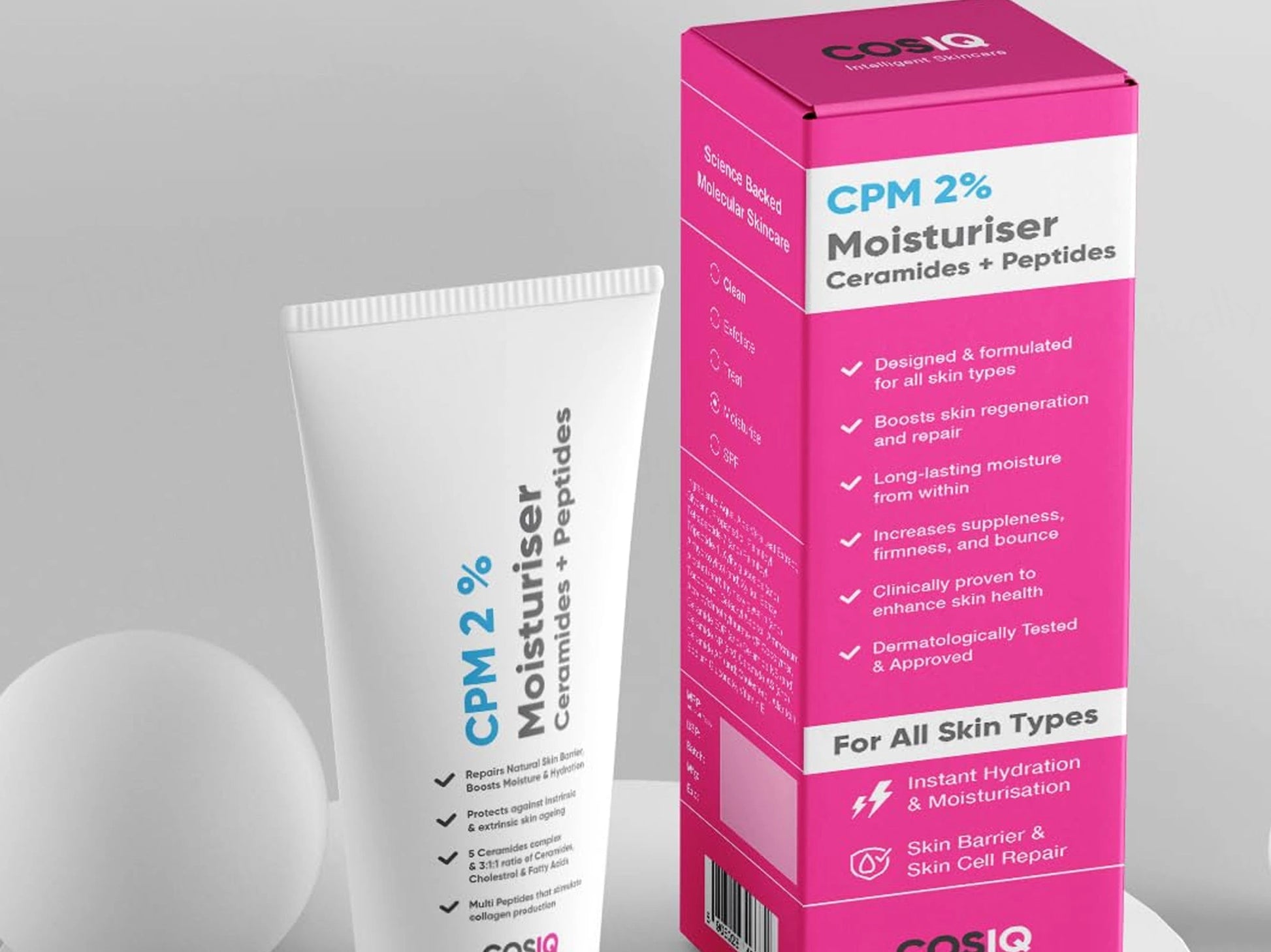 CosiQ CPM 2 Percent Ceramides  Peptides Lightweight Moisturiser Gel