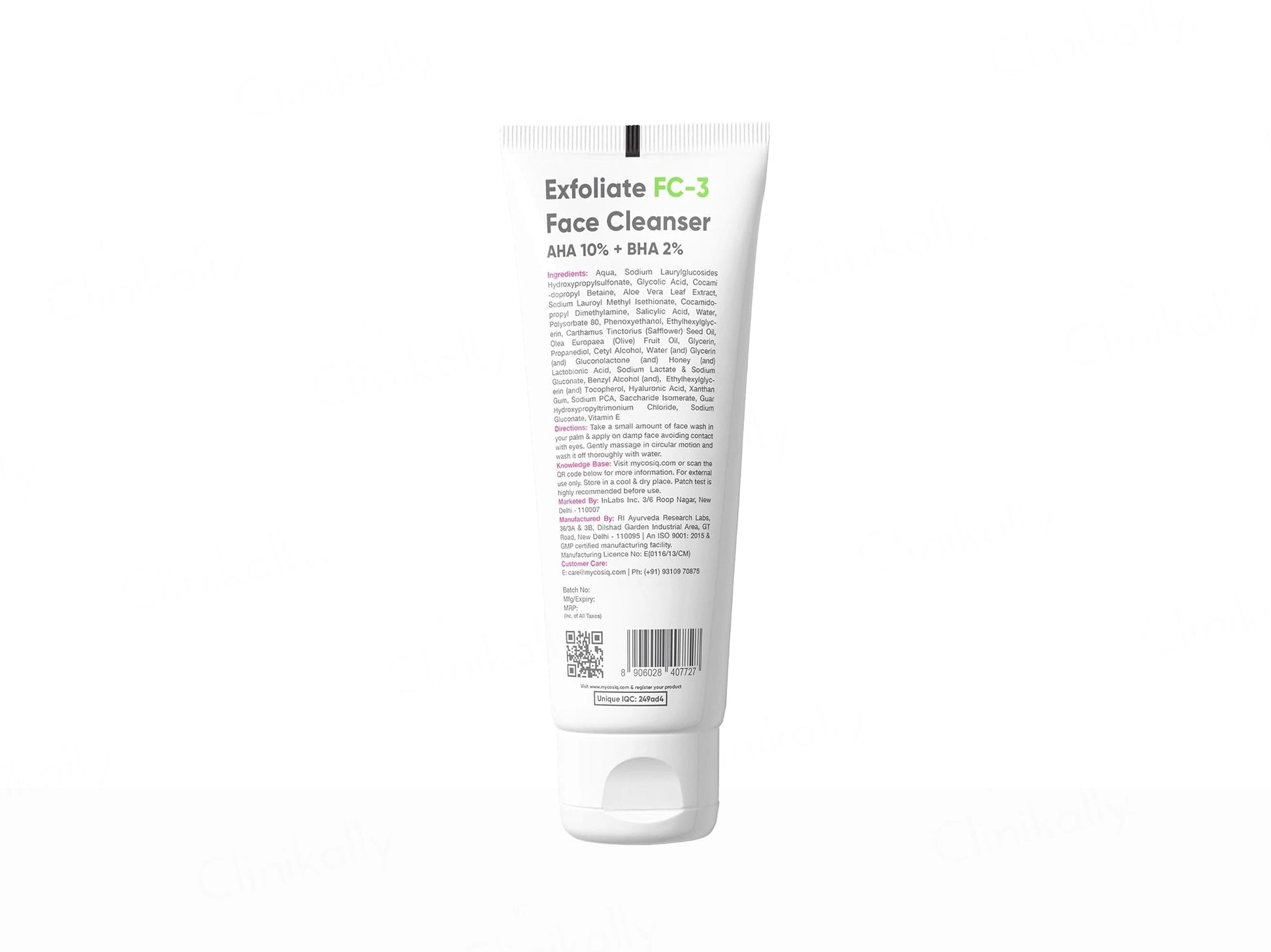 CosiQ FC-3 AHA 10 Percent  BHA 2 Percent Exfoliating Face Cleanser Gel