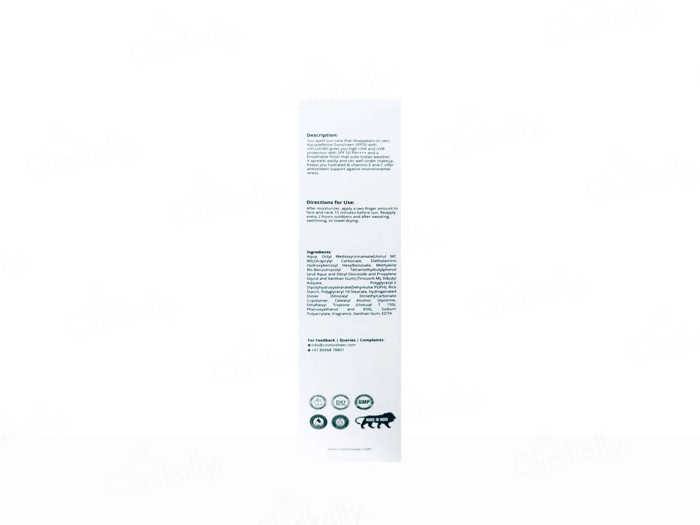 Cosmosheer Aquadefense Uvlock 360 Sunscreen SPF 50 PA