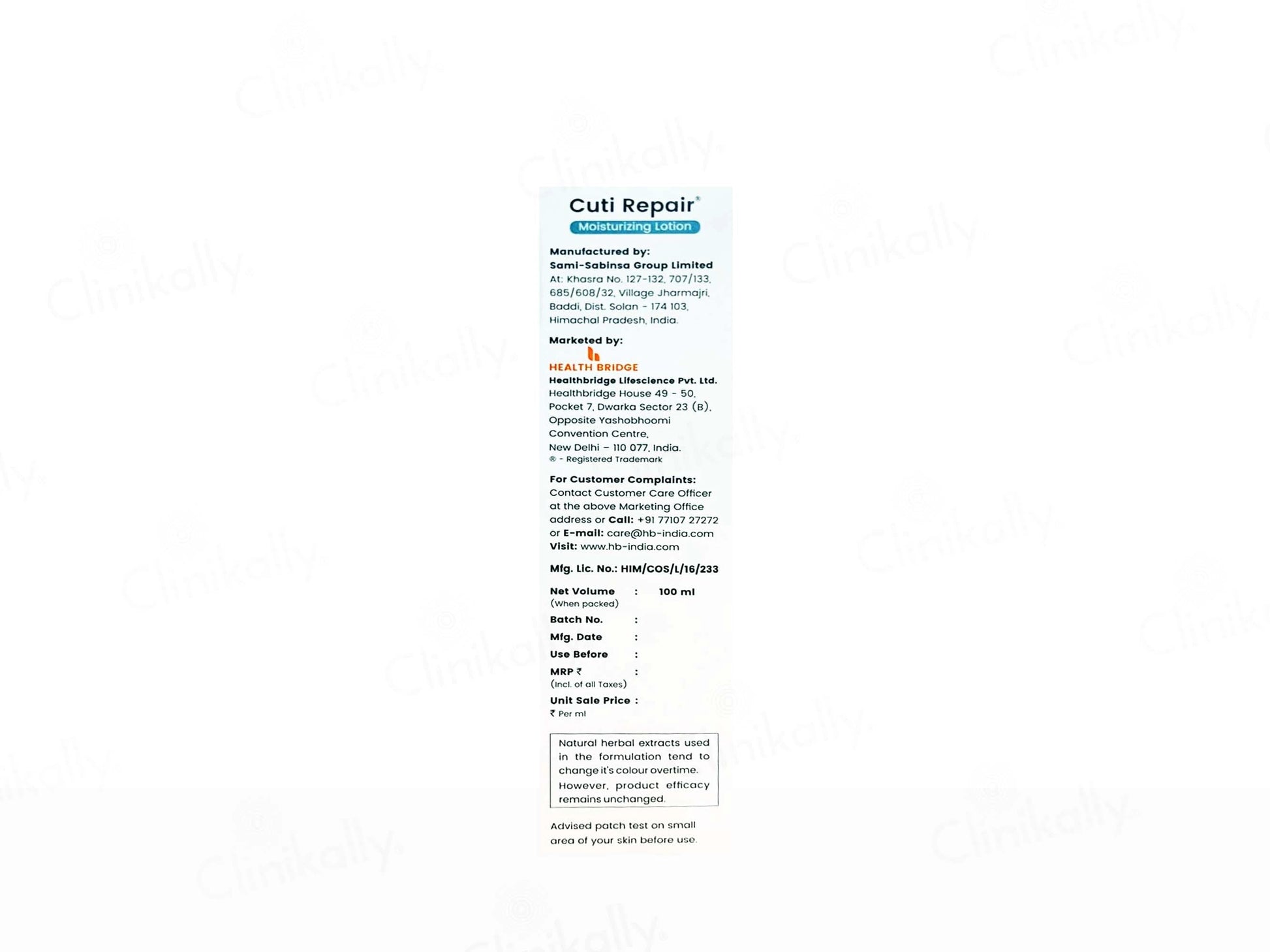 Cuti Repair Moisturizing Lotion