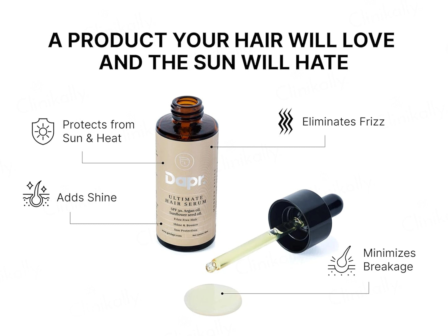 Dapr. Argan Oil and  Sunflower Seed Oil Ultimate Hair Serum SPF 30