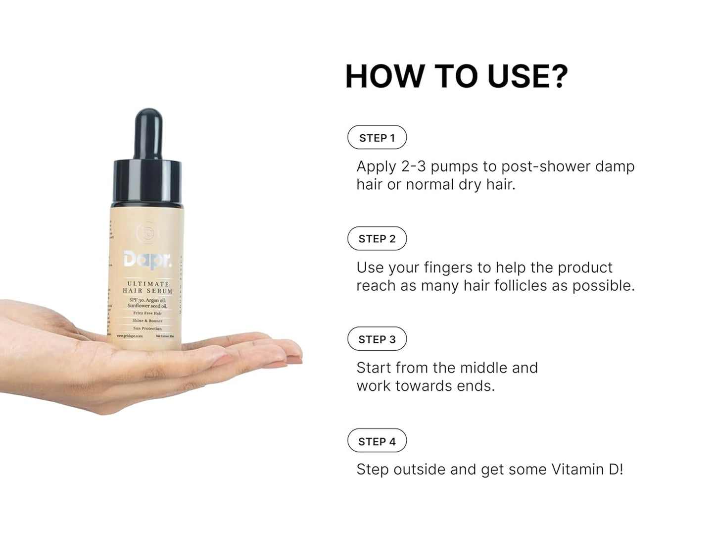 Dapr. Argan Oil and  Sunflower Seed Oil Ultimate Hair Serum SPF 30
