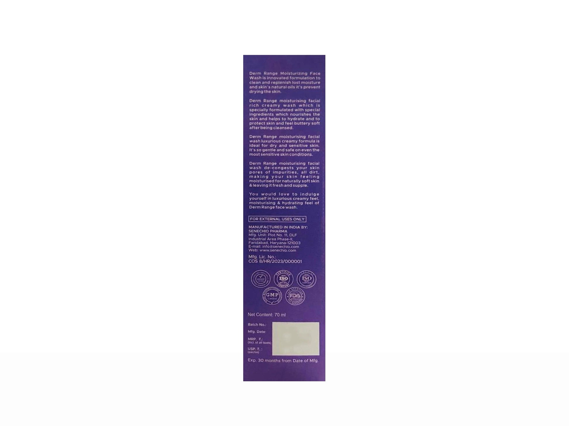 Derm Range Moisturizing Facewash