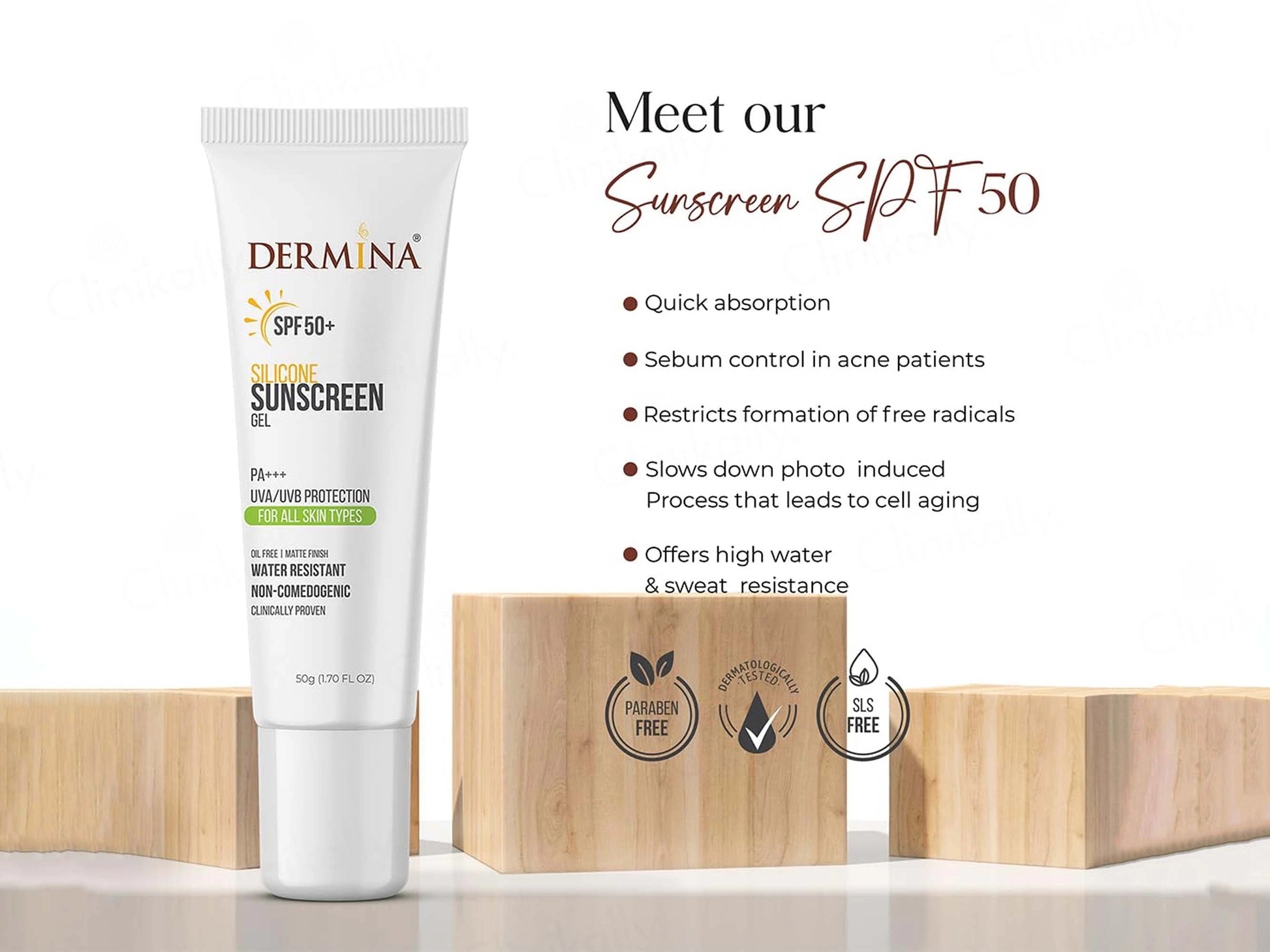 Dermina Silicone Sunscreen Gel SPF 50 PA
