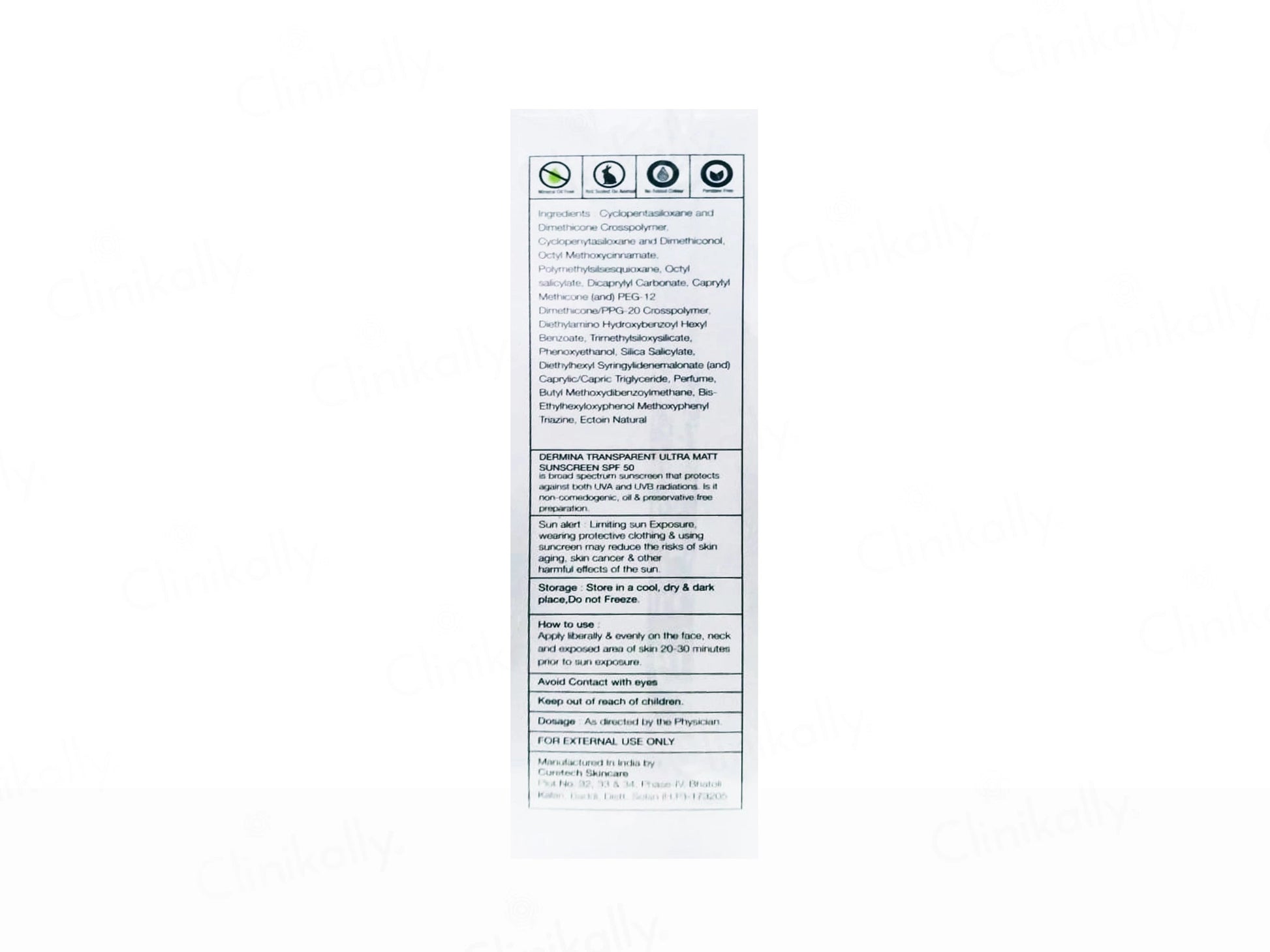Dermina Ultra Matt Sunscreen SPF 50 PA