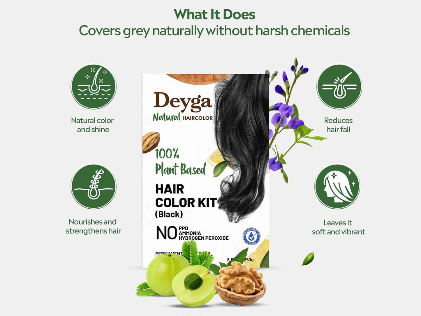 Deyga 100 Percent Plant Based Hair Colour Kit - Black