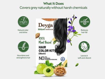 Deyga 100 Percent Plant Based Hair Colour Kit - Black