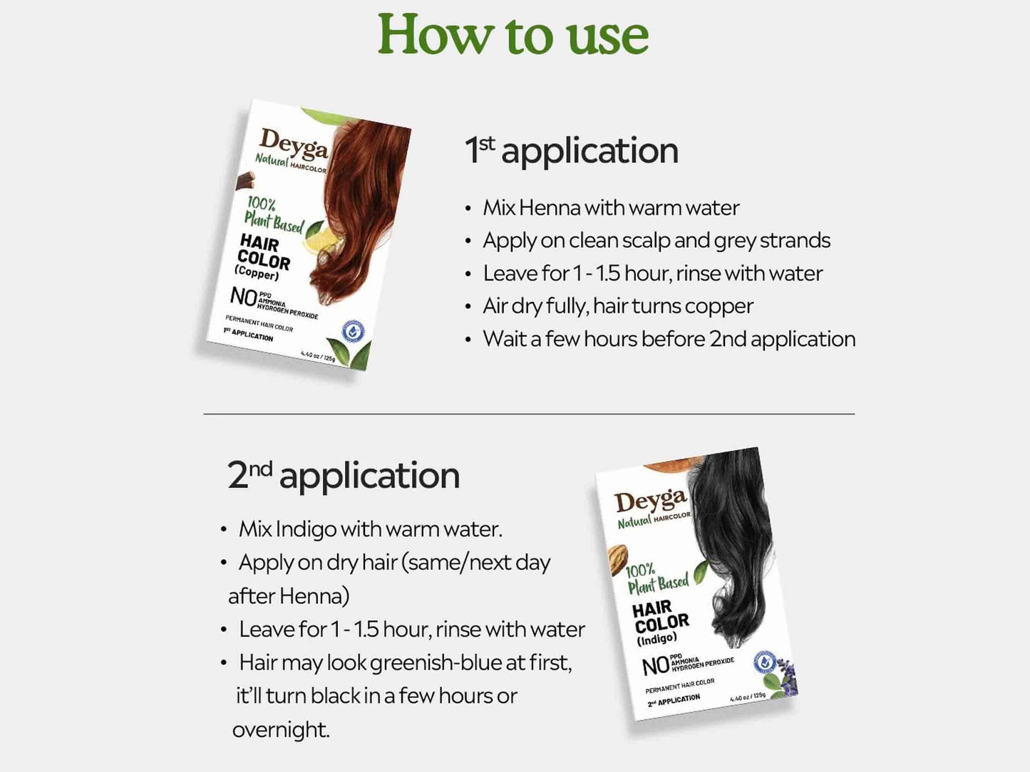 Deyga 100 Percent Plant Based Hair Colour Kit - Black