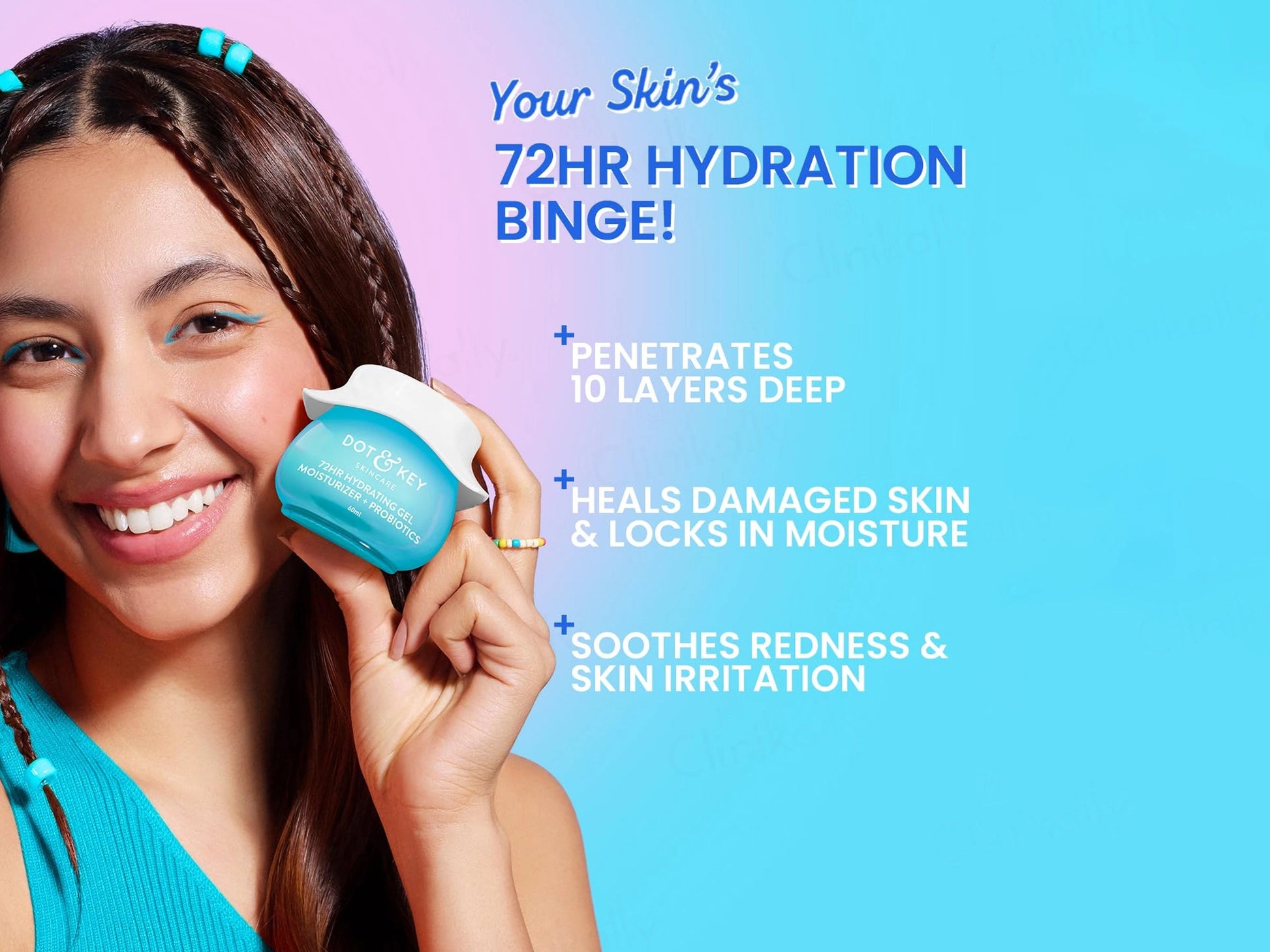 Dot and  Key 72 Hr Hydrating Gel Moisturizer  Probiotics