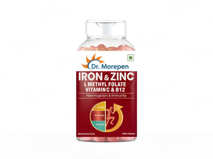 Dr. Morepen Iron and  Zinc, L-Methyl Folate, Vitamin C and  B12 Tablet