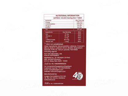Dr. Morepen Iron and  Zinc, L-Methyl Folate, Vitamin C and  B12 Tablet