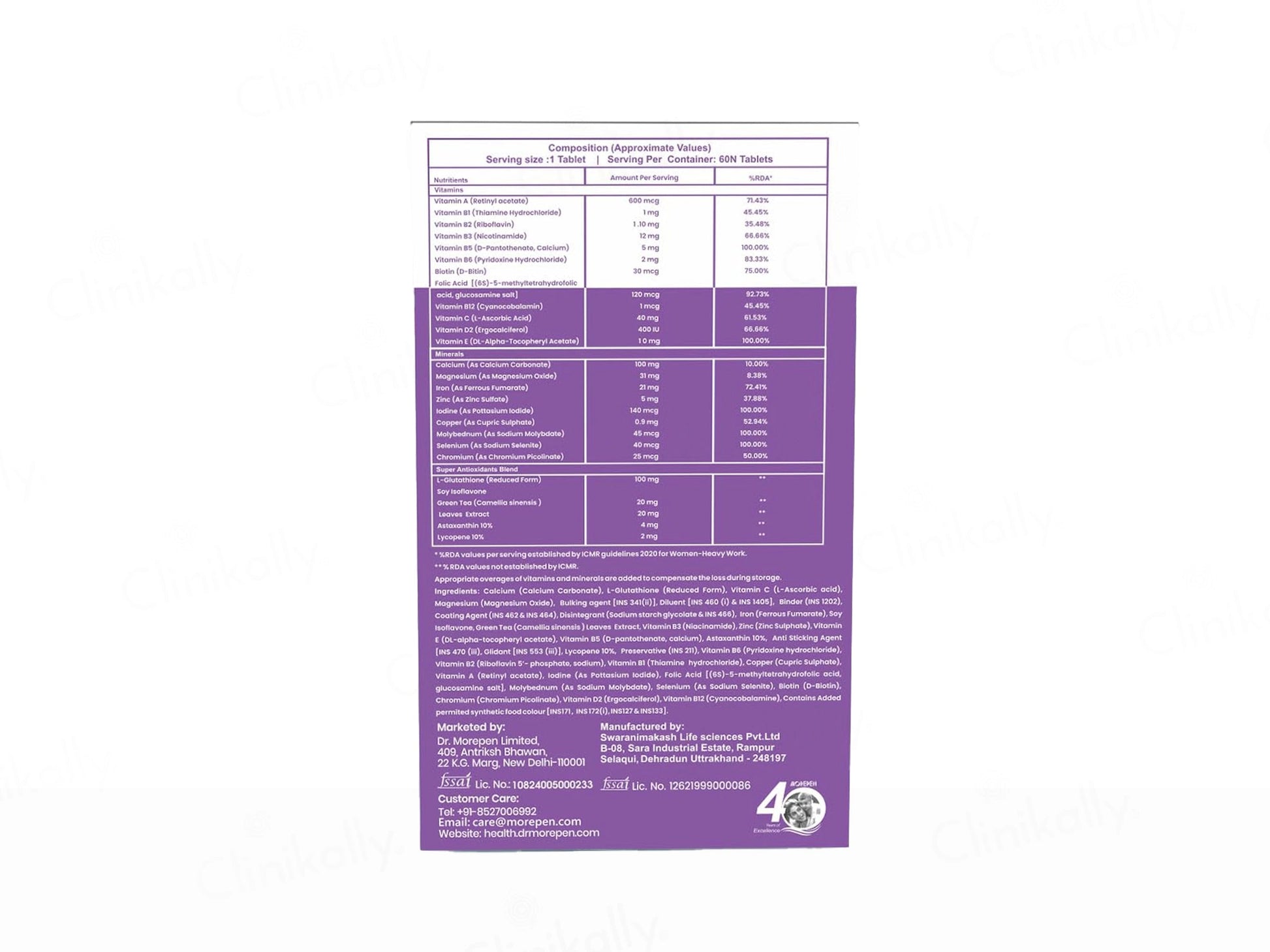 Dr. Morepen Multi Vitamin Women Nutraceutical Tablet