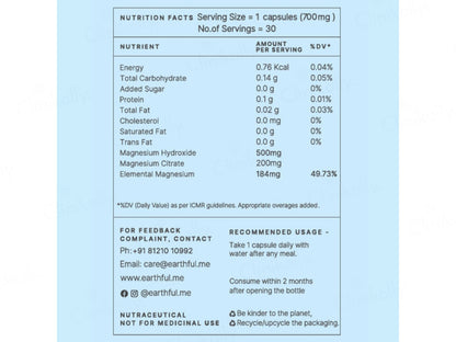 Earthful Marine Magnesium Nutraceutical Veg Capsule