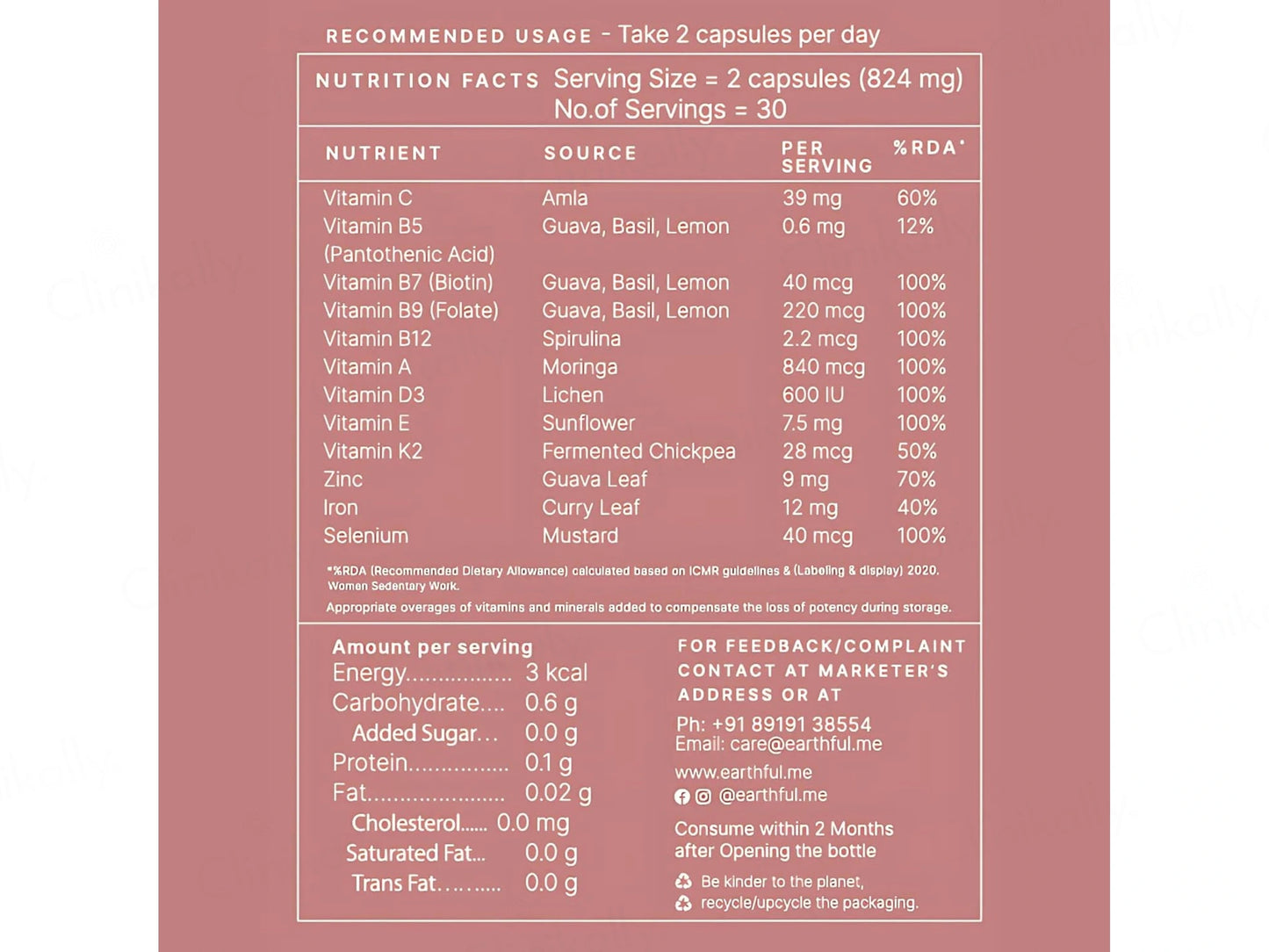Earthful Women Multivitamin 18 Nutraceutical Veg Capsule