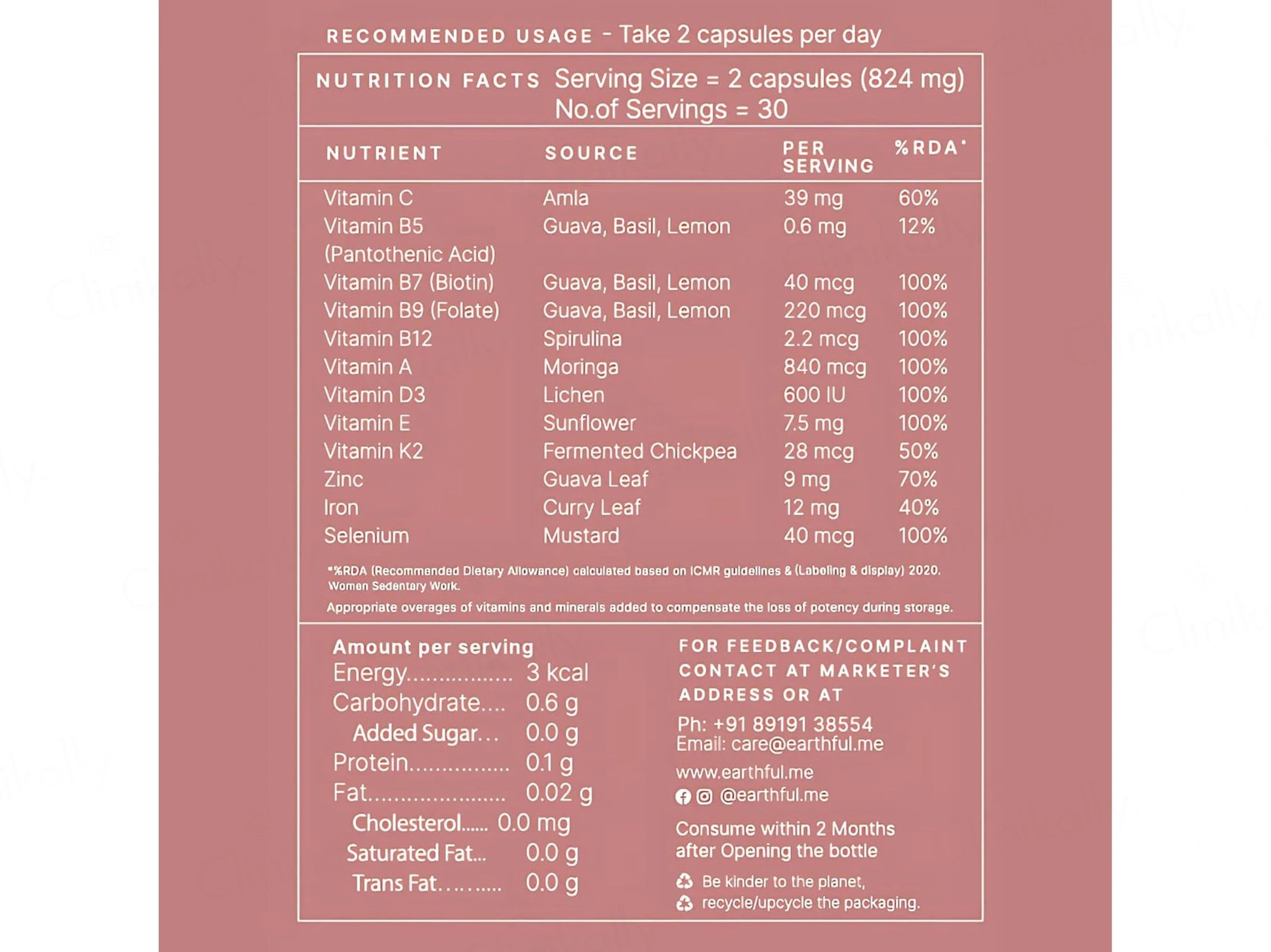 Earthful Women Multivitamin 18 Nutraceutical Veg Capsule