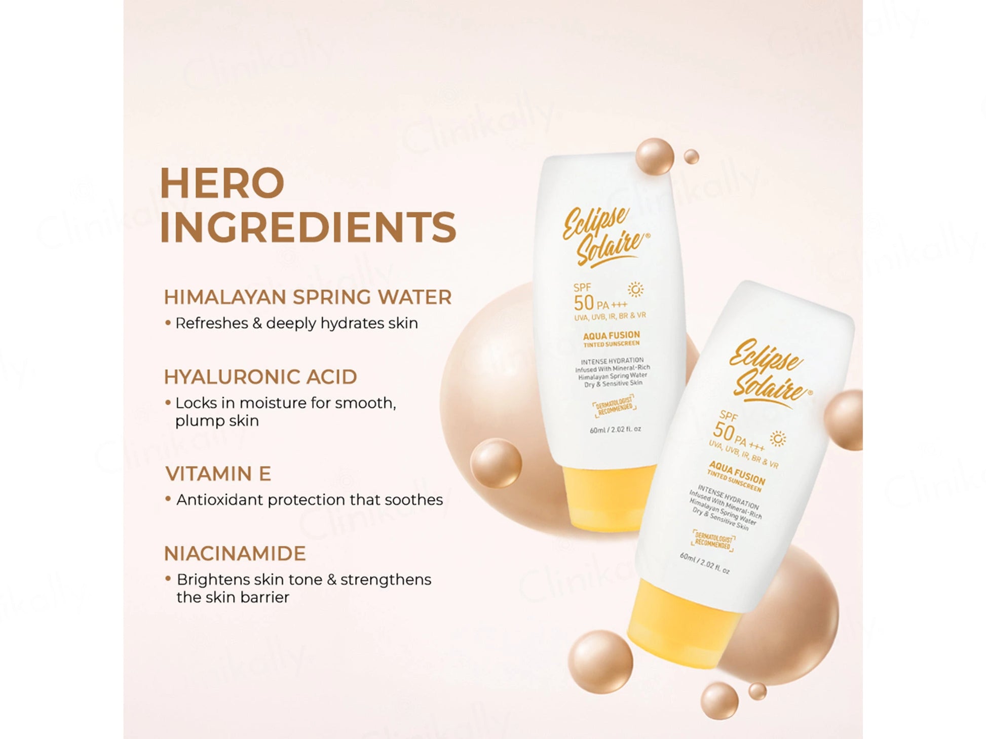 Eclipse Solaire Tinted Aqua Fusion Sunscreen SPF 50 PA
