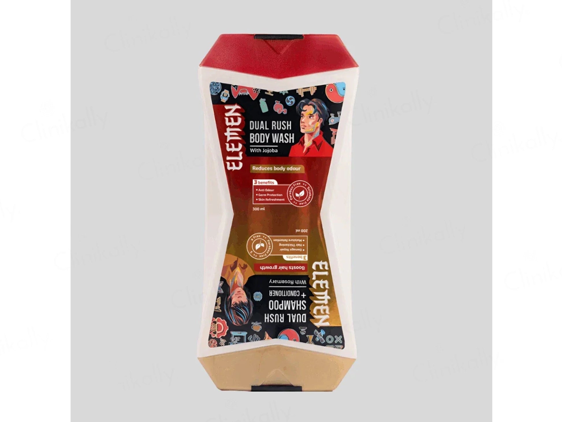 Elemen Dual Rush Body Wash 300 ml and  Shampoo  Conditioner 200 ml
