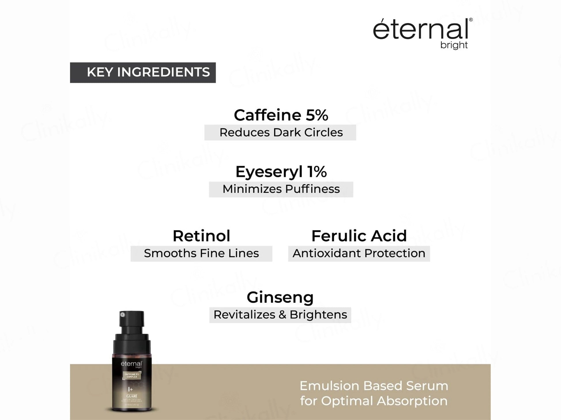 Eternal Bright Caffeine 5 Percent Complex Glare Eye Serum