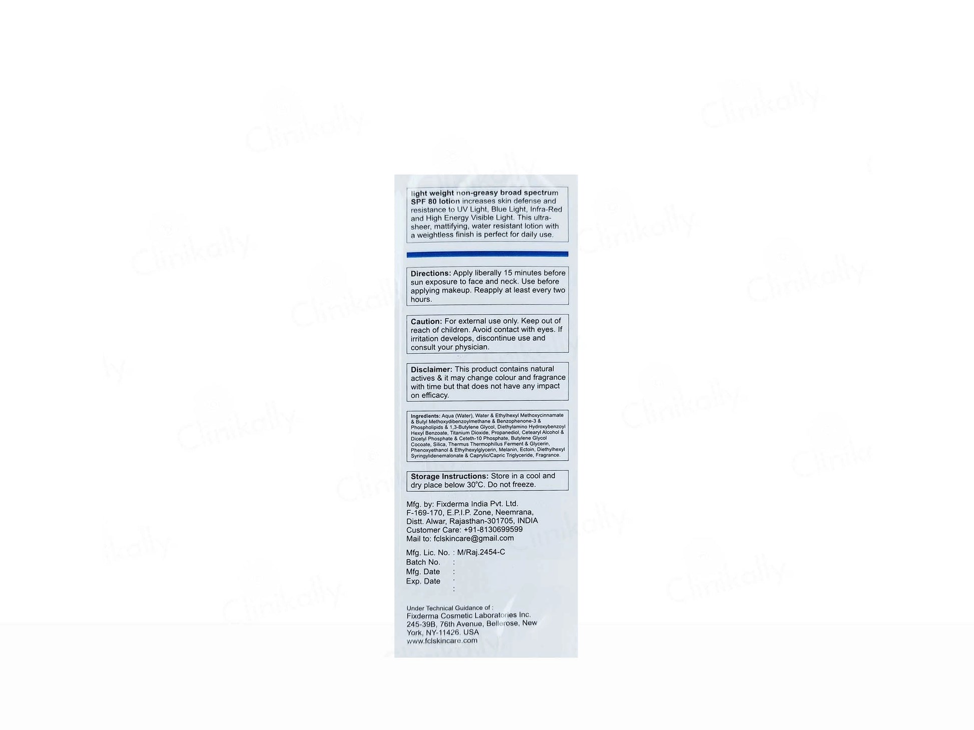 FCL Light Weight Sunscreen Lotion SPF 80 PA