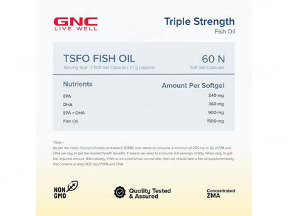 GNC Triple Strength Fish Oil Health Supplement Soft Gelatin Capsule