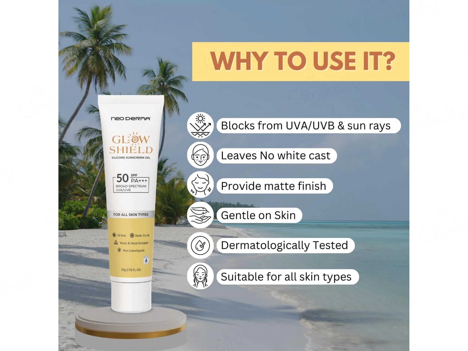 Glow Shield Silicone Sunscreen Gel SPF 50 PA