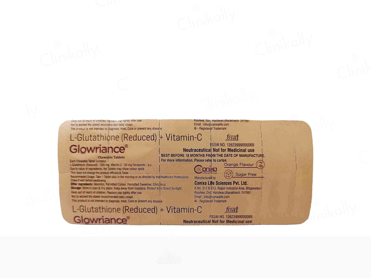 Glowriance Chewable Tablet Orange Flavour Sugar Free
