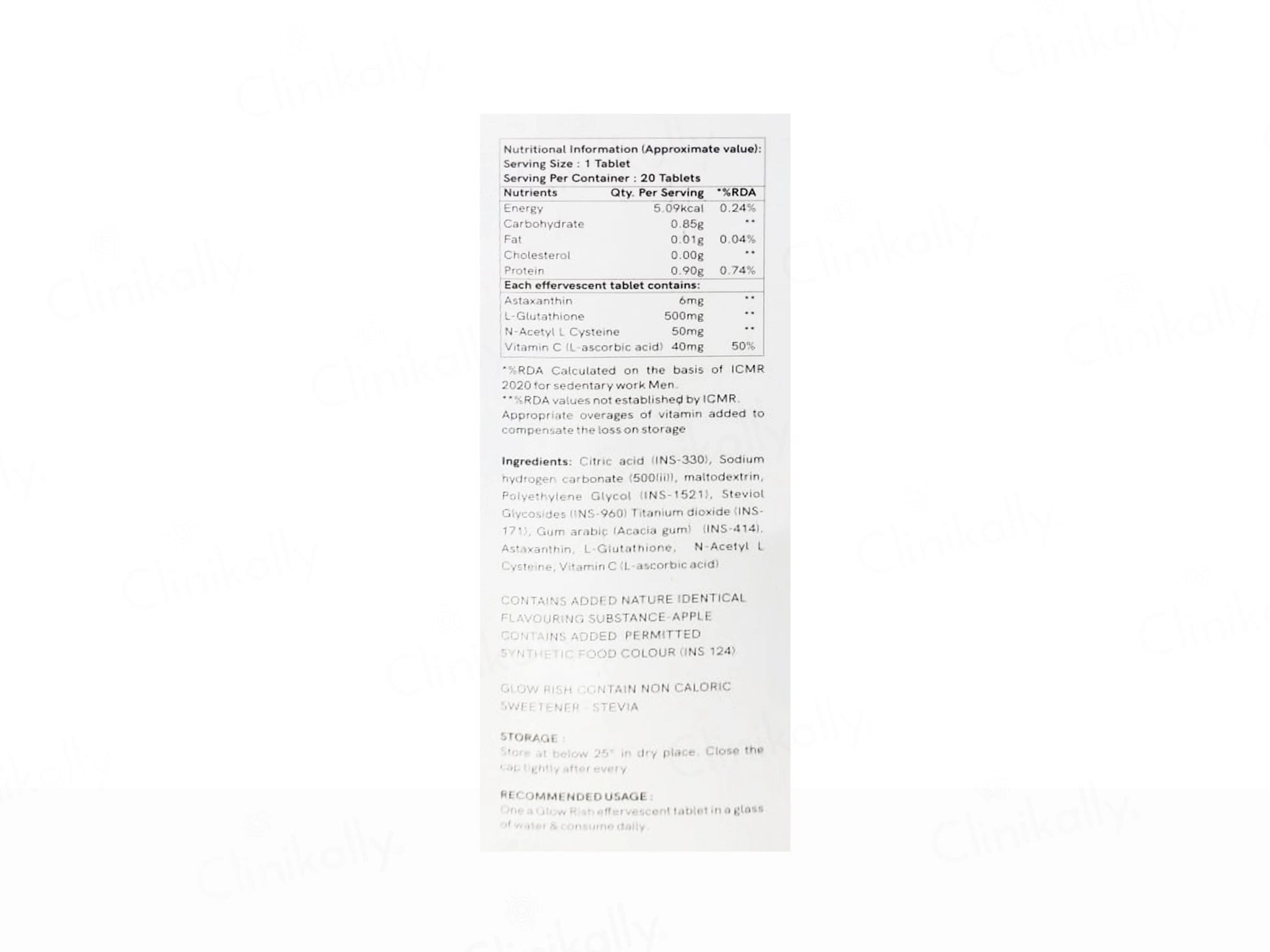 Glowrish Skin Supplement Effervescent Tablet - Apple Flavour