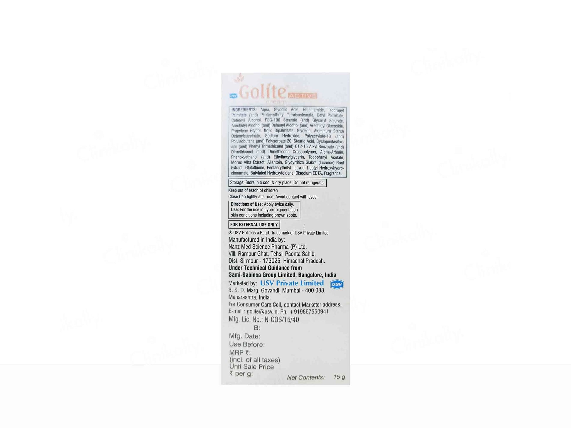 Golite Active Depigmenting Cream