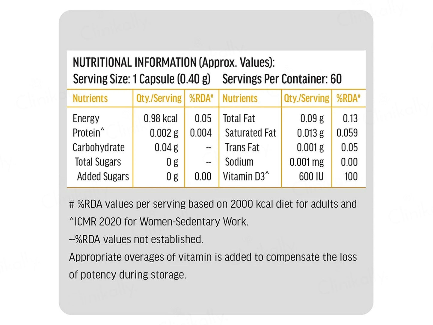 HK Vitals Vitamin D3 Soft Gelatin Capsule