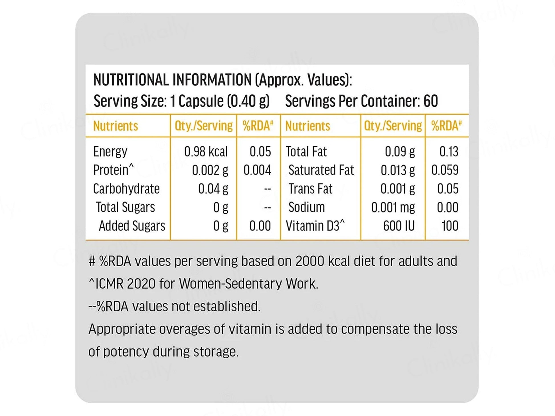 HK Vitals Vitamin D3 Soft Gelatin Capsule