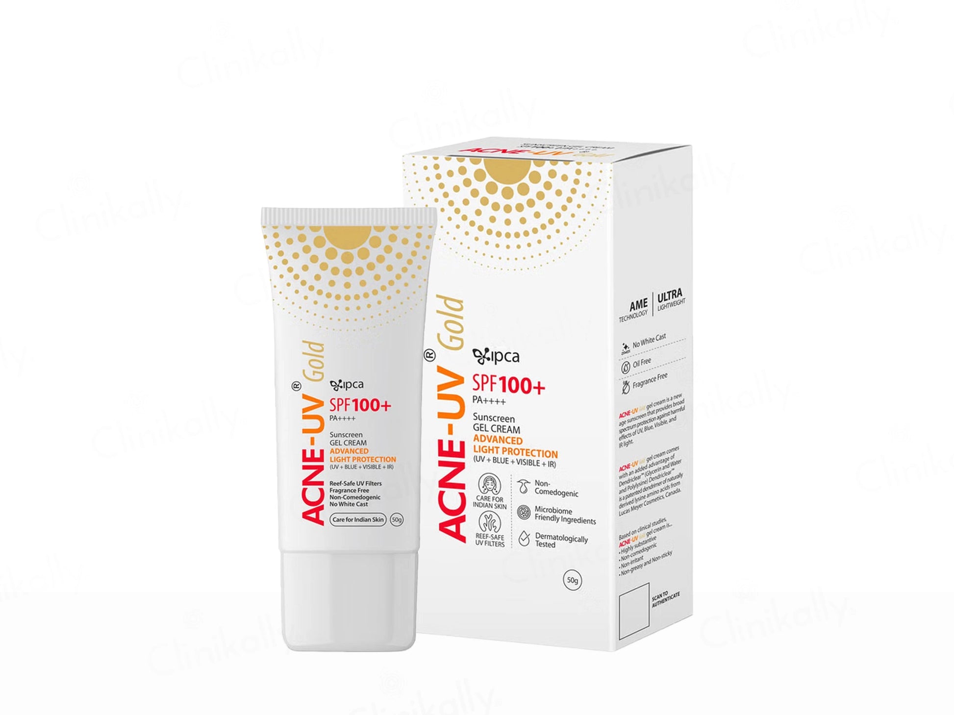IPCA Acne-UV Gold Sunscreen Gel Cream SPF 100 PA