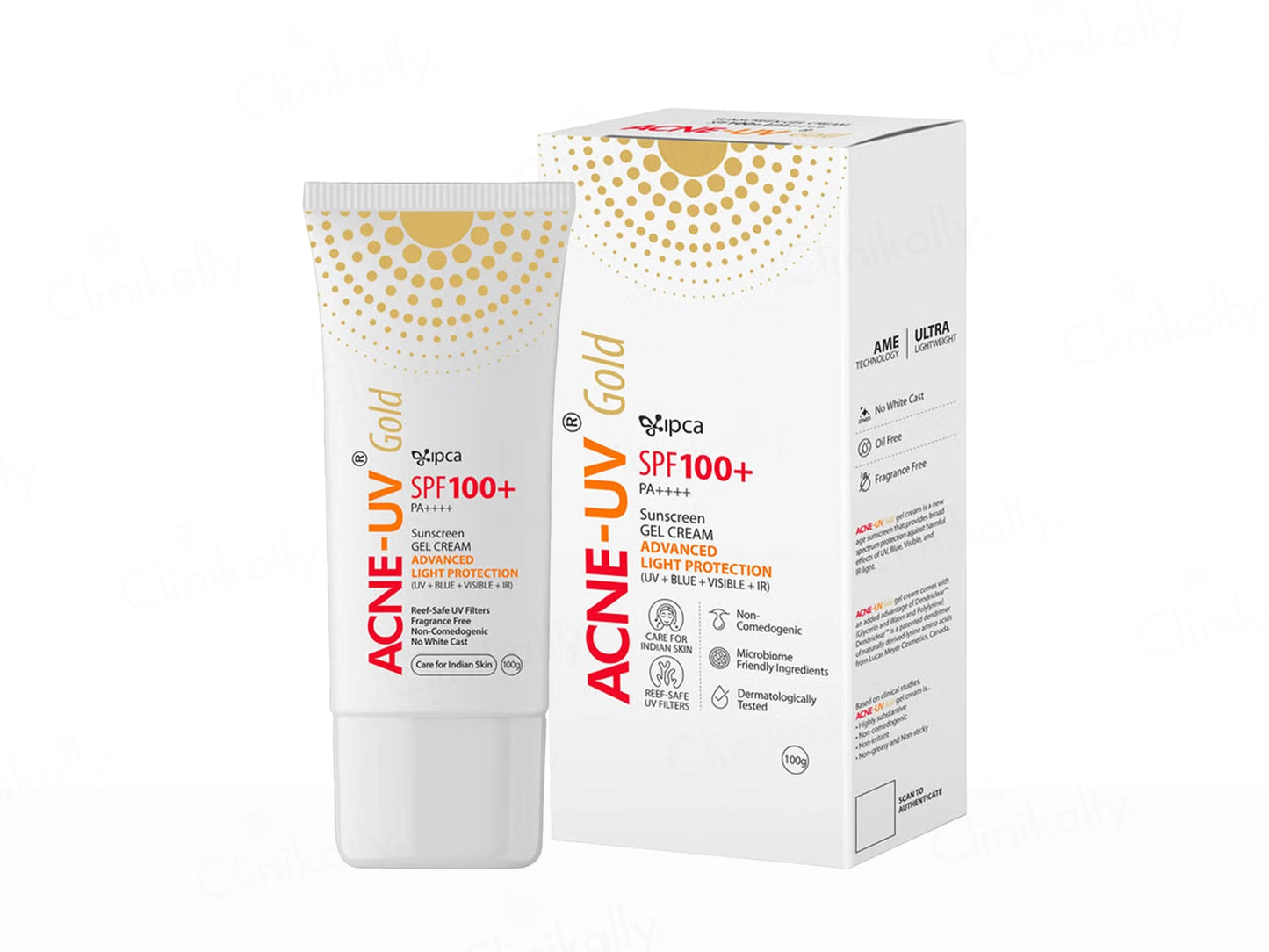 IPCA Acne-UV Gold Sunscreen Gel Cream SPF 100 PA
