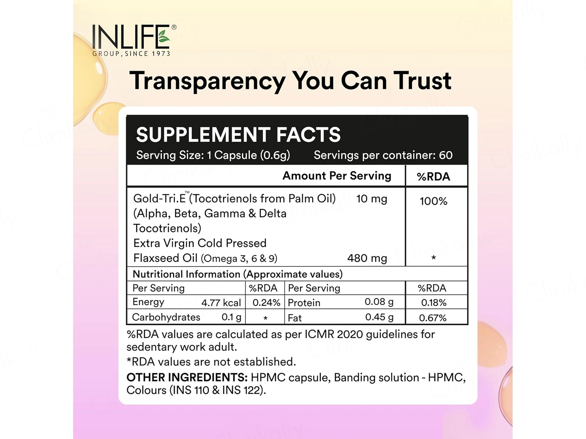 Inlife Gold-Tri.E Tocotrienol  Flaxseed Oil Liquid Filled Veg Capsule