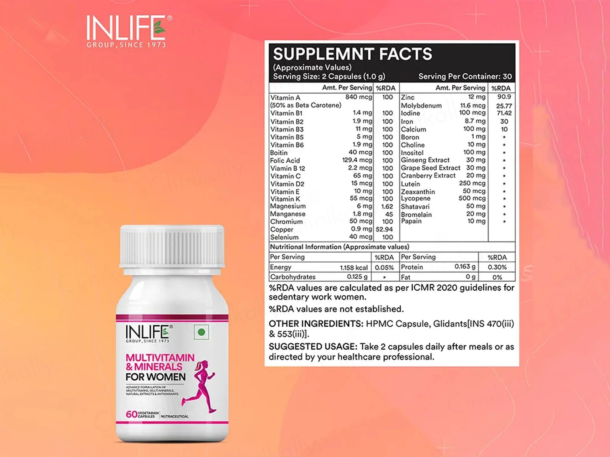 Inlife Multivitamin and  Minerals Vegetarian Capsule For Women