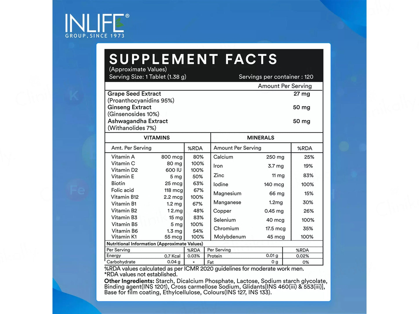 Inlife Multivitamin and  Minerals Vegetarian Tablet For Men