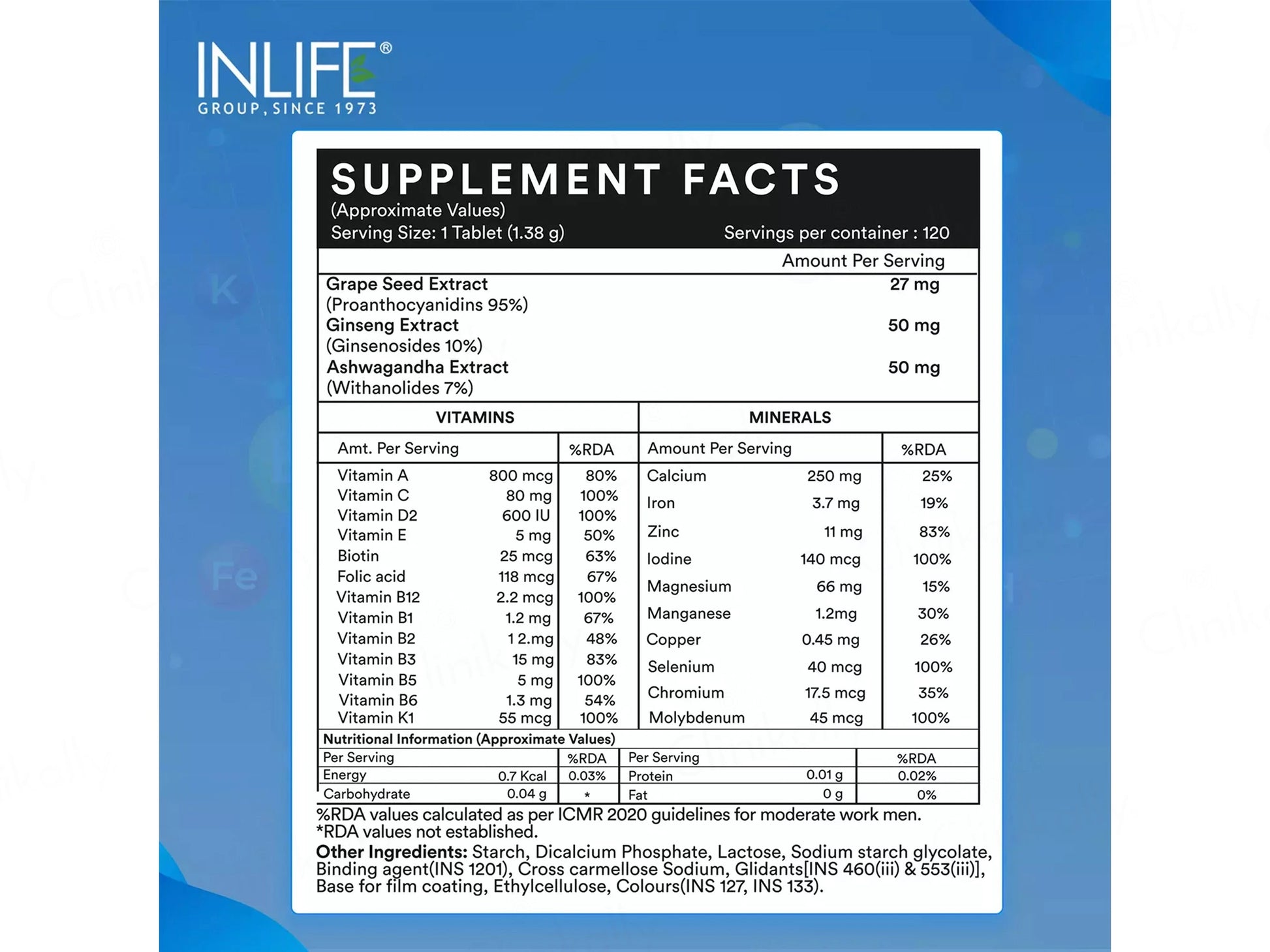 Inlife Multivitamin and  Minerals Vegetarian Tablet For Men