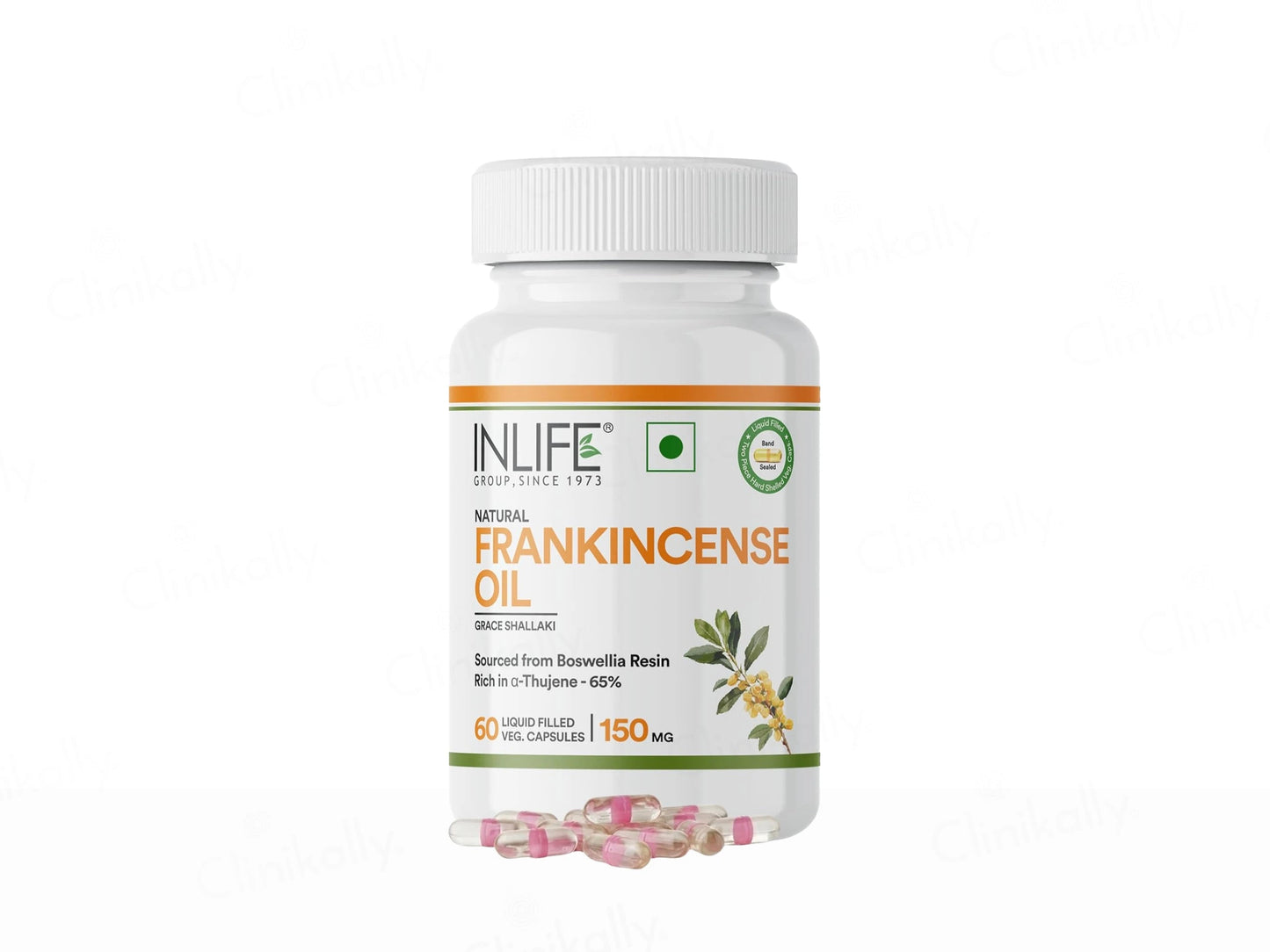 Inlife Natural Frankincense Oil 150mg Liquid Filled Veg Capsule