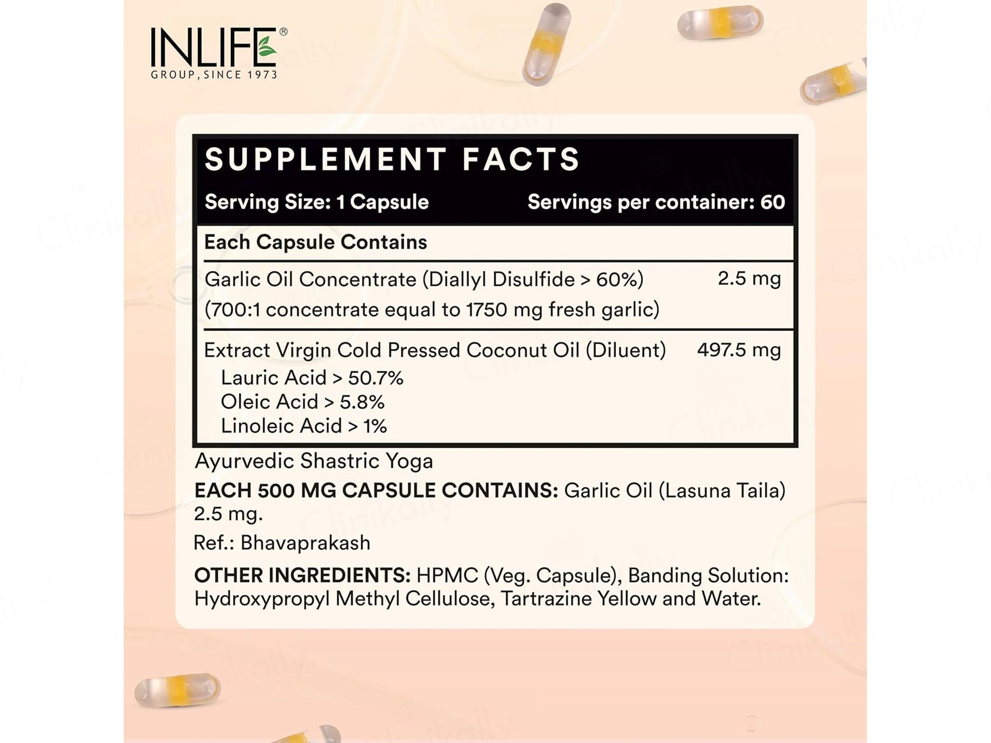 Inlife Natural Garlic Oil 0.5 Percent Liquid Filled Veg Capsule