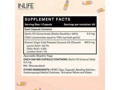 Inlife Natural Garlic Oil 0.5 Percent Liquid Filled Veg Capsule
